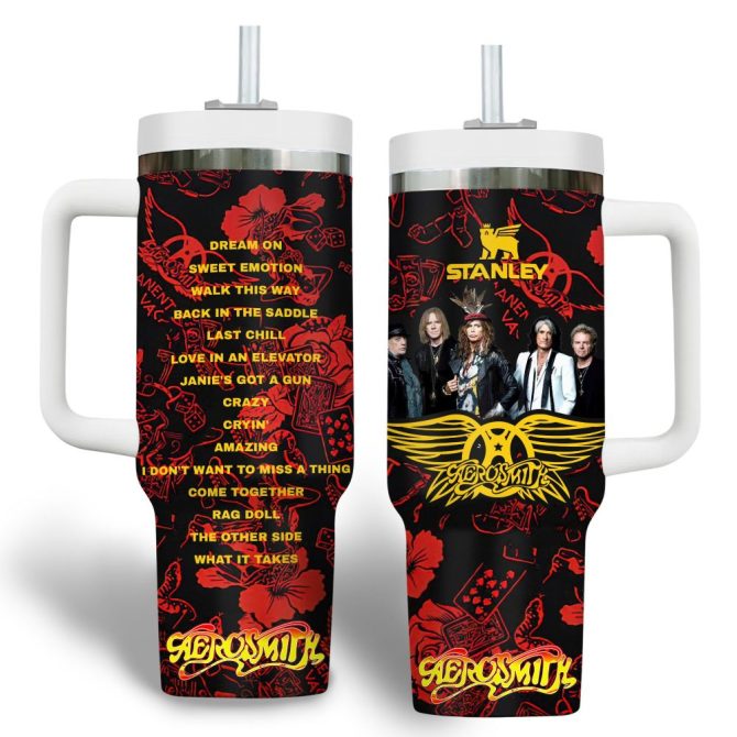 Aerosmith Music Custom Stanley Quencher 40Oz Stainless Steel Tumbler With Handle - Image 2