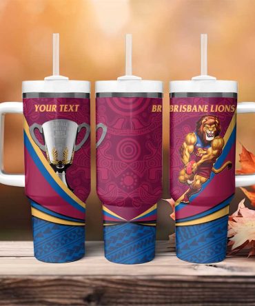 Afl Brisbane Lions 2024 We Are The Champions #8211; Trophy Style Custom Stanley Quencher 40Oz Stainless Steel Tumbler With Handle