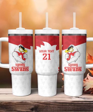 Afl Sydney With Swans Mascot Simple Style Custom Stanley Quencher 40Oz Stainless Steel Tumbler With Handle