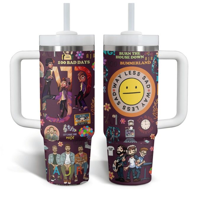 Ajr Music Custom Stanley Quencher 40Oz Stainless Steel Tumbler With Handle - Image 4