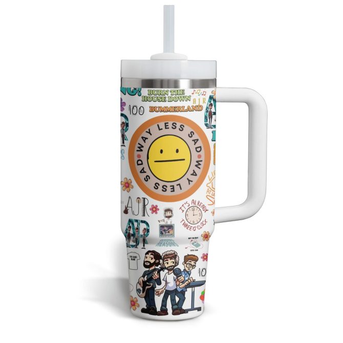 Ajr Music Custom Stanley Quencher 40Oz Stainless Steel Tumbler With Handle - Image 3