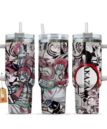 Akaza Demon Slayer Anime Custom Stanley Quencher 40Oz Stainless Steel Tumbler