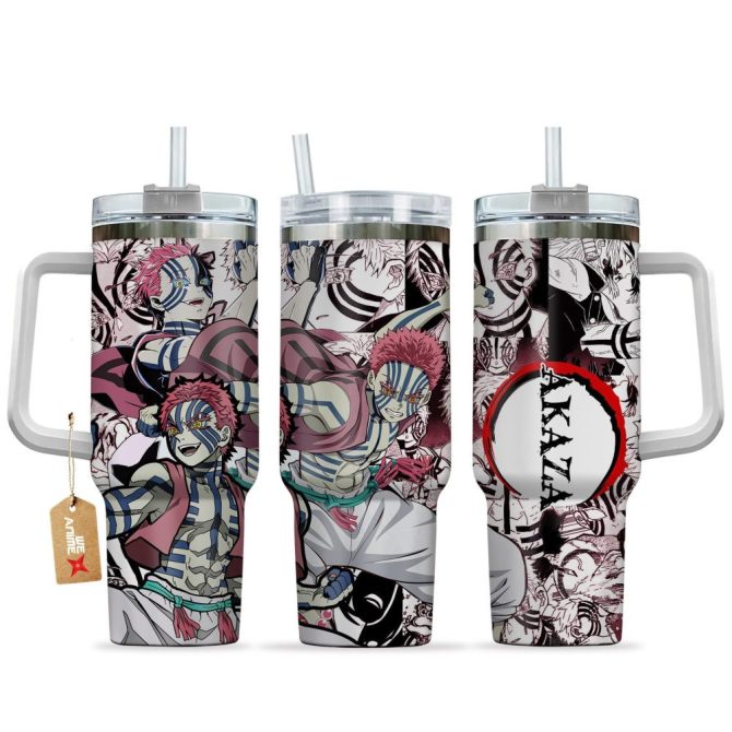 Akaza Demon Slayer Anime Custom Stanley Quencher 40Oz Stainless Steel Tumbler