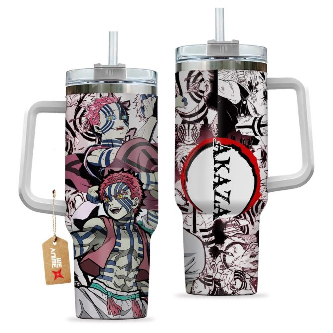 Akaza Demon Slayer Anime Custom Stanley Quencher 40Oz Stainless Steel Tumbler - Image 2