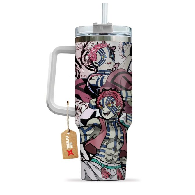 Akaza Demon Slayer Anime Custom Stanley Quencher 40Oz Stainless Steel Tumbler - Image 4