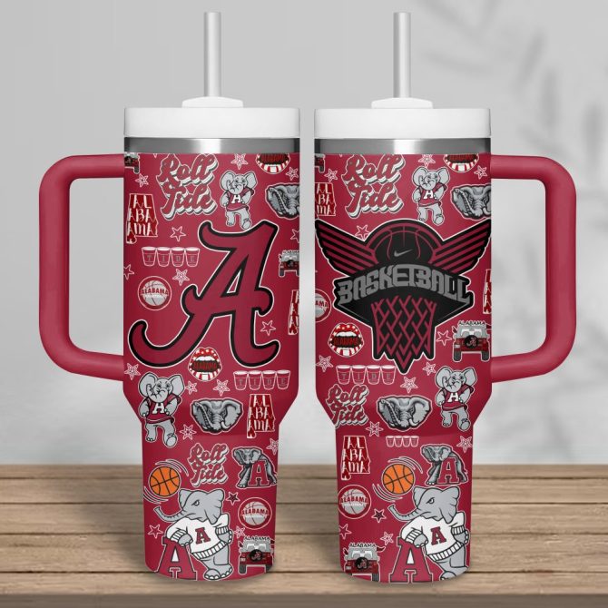 Alabama Crimson Tide Football Ncaa Custom Stanley Quencher 40Oz Stainless Steel Tumbler - Image 4