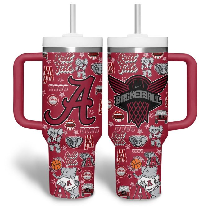 Alabama Crimson Tide Football Ncaa Custom Stanley Quencher 40Oz Stainless Steel Tumbler - Image 3