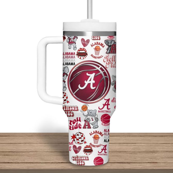 Alabama Crimson Tide Football Ncaa Custom Stanley Quencher 40Oz Stainless Steel Tumbler - Image 7