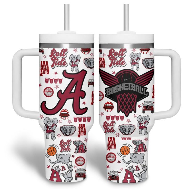 Alabama Crimson Tide Football Ncaa Custom Stanley Quencher 40Oz Stainless Steel Tumbler - Image 5