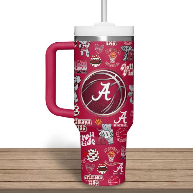 Alabama Crimson Tide Football Ncaa Custom Stanley Quencher 40Oz Stainless Steel Tumbler - Image 4