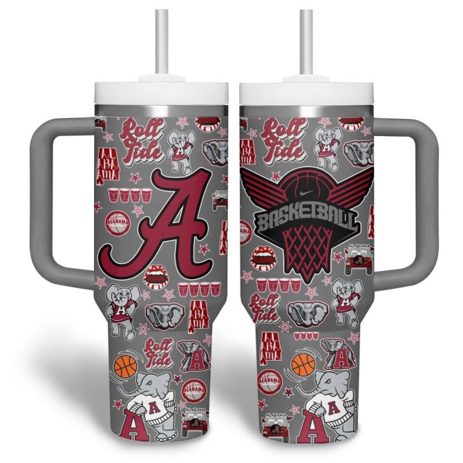 Alabama Crimson Tide Football Ncaa Custom Stanley Quencher 40Oz Stainless Steel Tumbler - Image 7