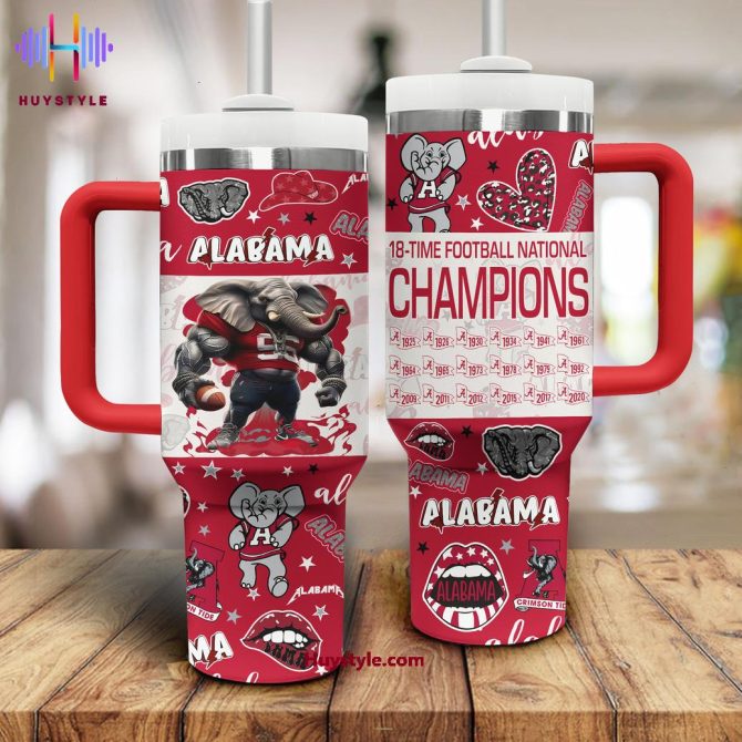 Alabama Crimson Tide Football Ncaa Custom Stanley Quencher 40Oz Stainless Steel Tumbler With Handle - Image 3