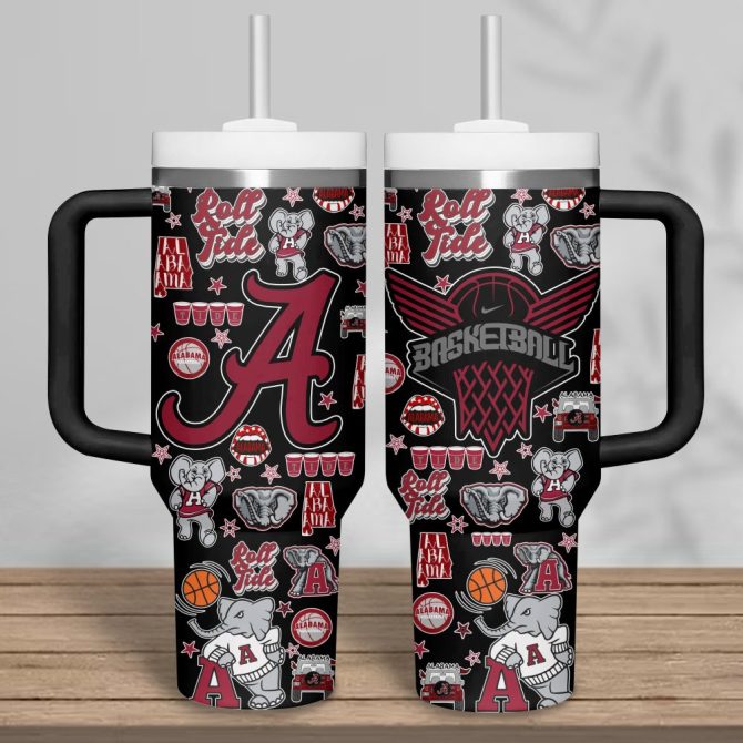 Alabama Crimson Tide Football Ncaa Custom Stanley Quencher 40Oz Stainless Steel Tumbler - Image 2