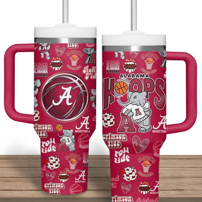 Alabama Crimson Tide Football Ncaa Custom Stanley Quencher 40Oz Stainless Steel Tumbler - Image 3