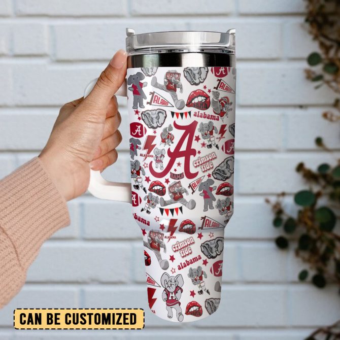 Alabama Crimson Tide Ncaa Custom Stanley Quencher 40Oz Stainless Steel Tumbler With Handle - Image 3