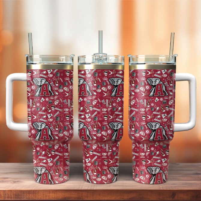 Alabama Crimson Tide Ncaa Custom Stanley Quencher 40Oz Stainless Steel Tumbler With Handle
