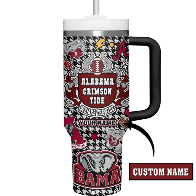 Alabama Crimson Tide Ncaa Custom Stanley Quencher 40Oz Stainless Steel Tumbler With Handle - Image 3