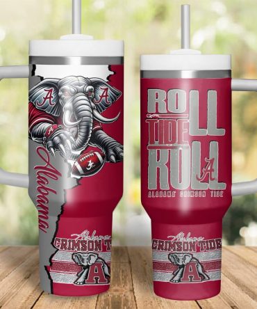Alabama Crimson Tide Ncaa Custom Stanley Quencher 40Oz Stainless Steel Tumbler With Handle