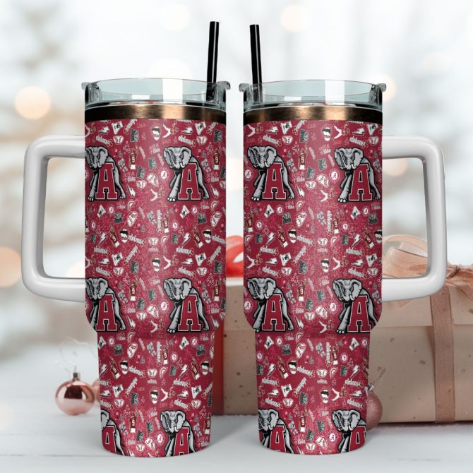 Alabama Crimson Tide Ncaa Custom Stanley Quencher 40Oz Stainless Steel Tumbler With Handle - Image 4