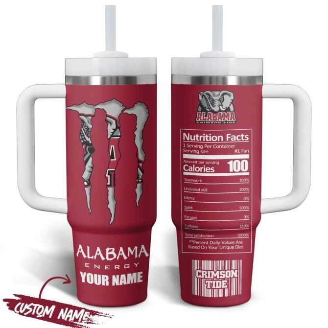 Alabama Crimson Tide Ncaa Custom Stanley Quencher 40Oz Stainless Steel Tumbler With Handle