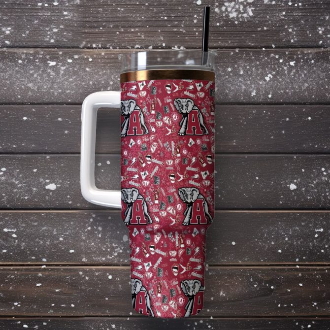 Alabama Crimson Tide Ncaa Custom Stanley Quencher 40Oz Stainless Steel Tumbler With Handle - Image 2