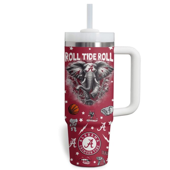 Alabama Crimson Tide Ncaa Custom Stanley Quencher 40Oz Stainless Steel Tumbler With Handle - Image 2