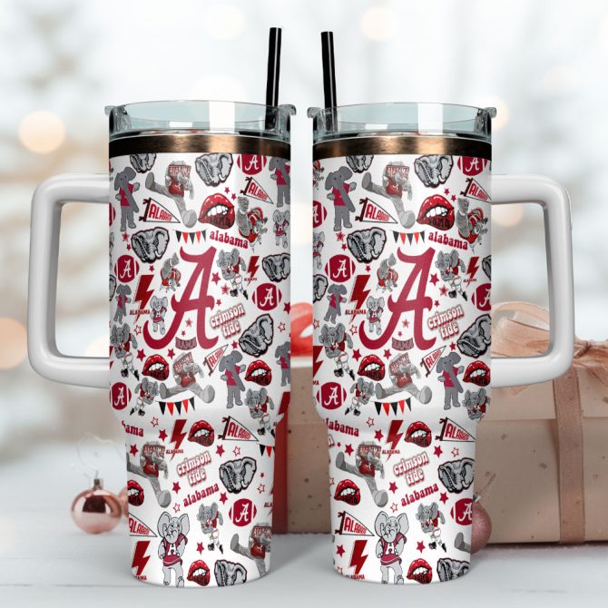Alabama Crimson Tide Ncaa Custom Stanley Quencher 40Oz Stainless Steel Tumbler With Handle - Image 4