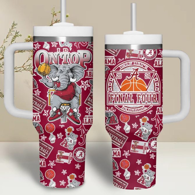 Alabama Crimson Tide Ncaa Custom Stanley Quencher 40Oz Stainless Steel Tumbler With Handle