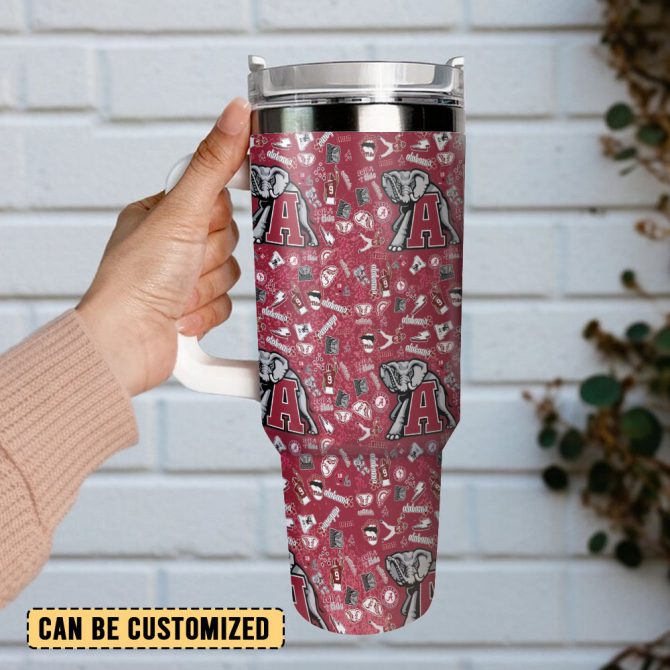 Alabama Crimson Tide Ncaa Custom Stanley Quencher 40Oz Stainless Steel Tumbler With Handle - Image 3