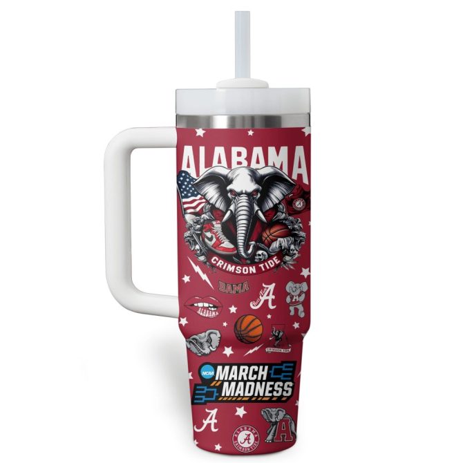 Alabama Crimson Tide Ncaa Custom Stanley Quencher 40Oz Stainless Steel Tumbler With Handle - Image 3