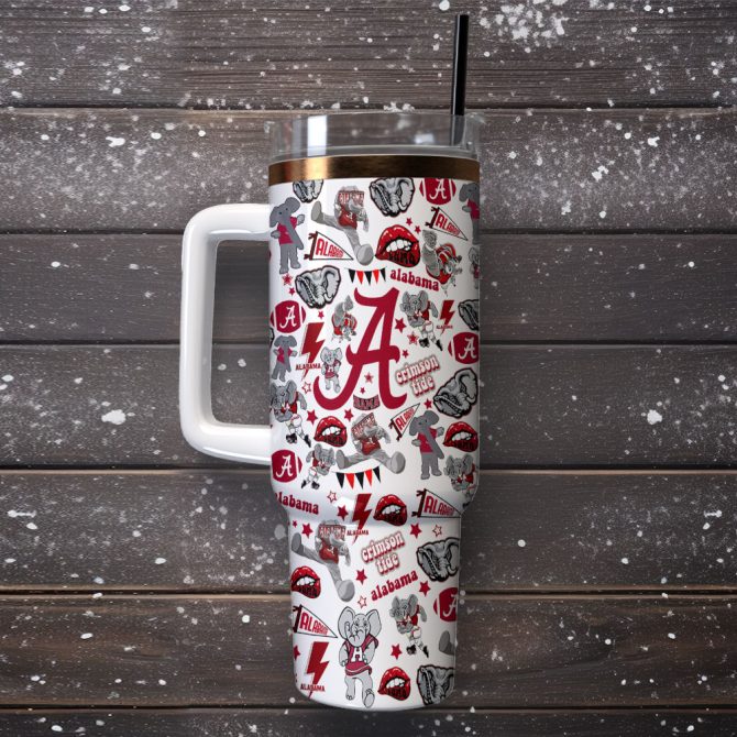 Alabama Crimson Tide Ncaa Custom Stanley Quencher 40Oz Stainless Steel Tumbler With Handle - Image 2