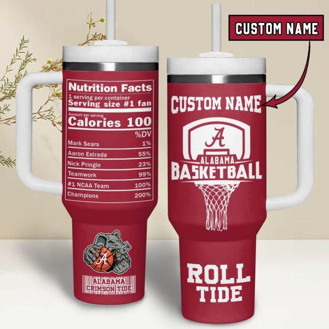 Alabama Crimson Tide Ncaa Custom Stanley Quencher 40Oz Stainless Steel Tumbler With Handle