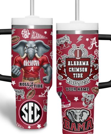 Alabama Crimson Tide Ncaa Custom Stanley Quencher 40Oz Stainless Steel Tumbler With Handle