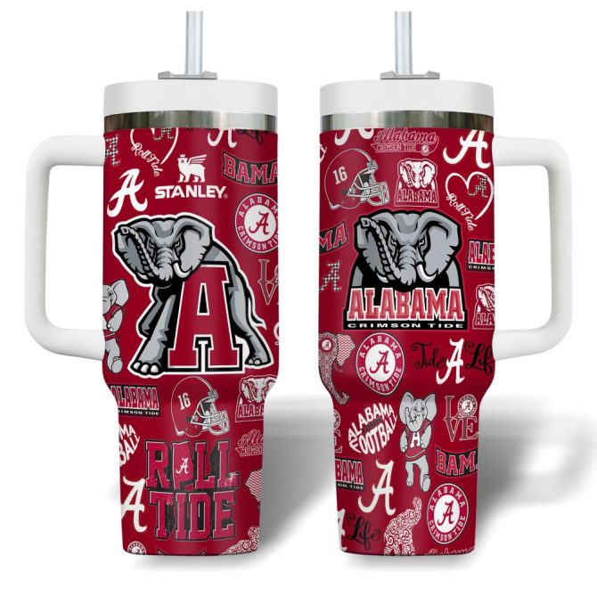 Alabama Crimson Tide Ncaa Sports Custom Stanley Quencher 40Oz Stainless Steel Tumbler With Handle - Image 8