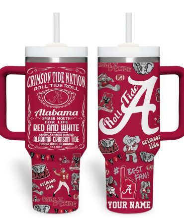 Alabama Crimson Tide Ncaa Sports Custom Stanley Quencher 40Oz Stainless Steel Tumbler With Handle