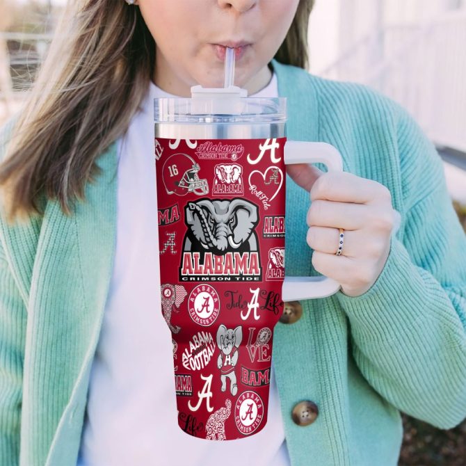 Alabama Crimson Tide Ncaa Sports Custom Stanley Quencher 40Oz Stainless Steel Tumbler With Handle - Image 3