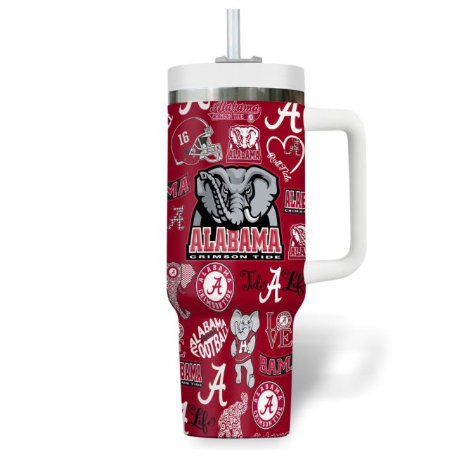 Alabama Crimson Tide Ncaa Sports Custom Stanley Quencher 40Oz Stainless Steel Tumbler With Handle - Image 6