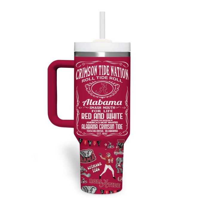 Alabama Crimson Tide Ncaa Sports Custom Stanley Quencher 40Oz Stainless Steel Tumbler With Handle - Image 3
