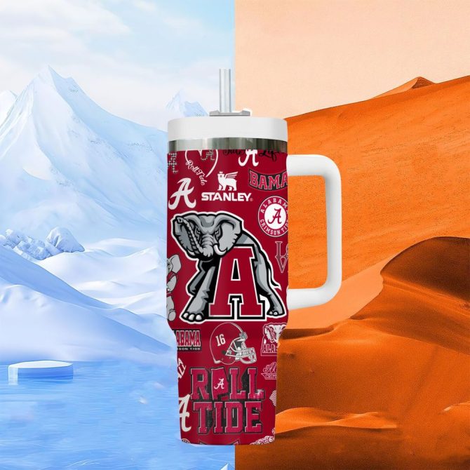 Alabama Crimson Tide Ncaa Sports Custom Stanley Quencher 40Oz Stainless Steel Tumbler With Handle - Image 5
