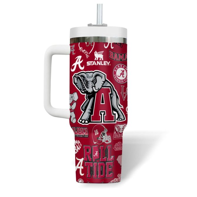 Alabama Crimson Tide Ncaa Sports Custom Stanley Quencher 40Oz Stainless Steel Tumbler With Handle - Image 7