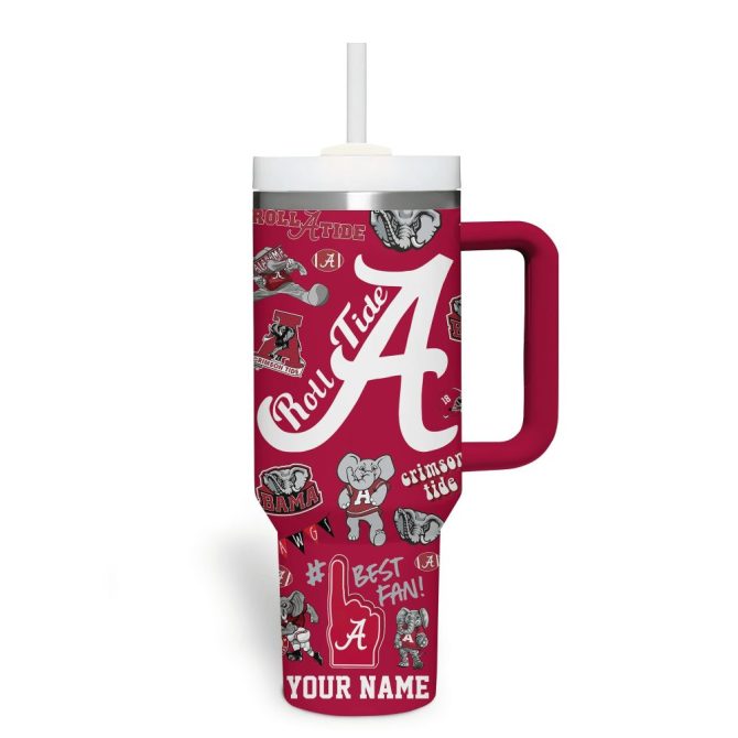 Alabama Crimson Tide Ncaa Sports Custom Stanley Quencher 40Oz Stainless Steel Tumbler With Handle - Image 2