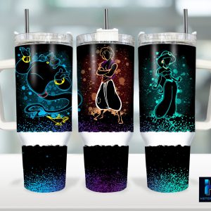 Aladdin Disney Cartoon Custom Stanley Quencher 40Oz Stainless Steel Tumbler With Handle