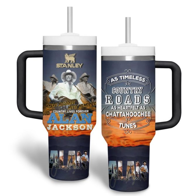 Alan Jackson Music Custom Stanley Quencher 40Oz Stainless Steel Tumbler With Handle - Image 2