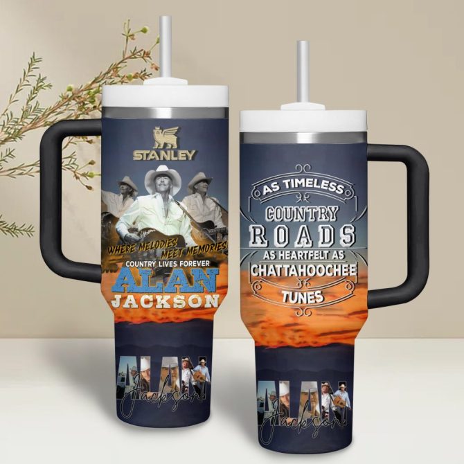 Alan Jackson Music Custom Stanley Quencher 40Oz Stainless Steel Tumbler With Handle - Image 3