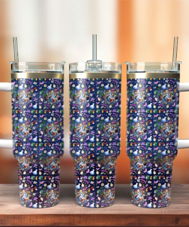 Alice In Wonderland Cartoon Custom Stanley Quencher 40Oz Stainless Steel Tumbler With Handle