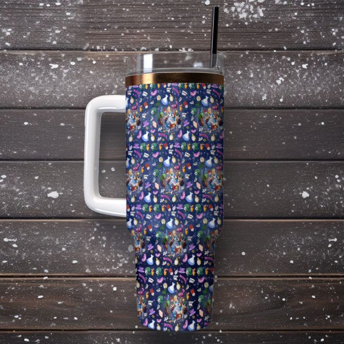 Alice In Wonderland Cartoon Custom Stanley Quencher 40Oz Stainless Steel Tumbler With Handle - Image 2