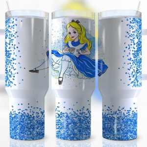 Alice In Wonderland Disney Cartoon Custom Stanley Quencher 40Oz Stainless Steel Tumbler With Handle