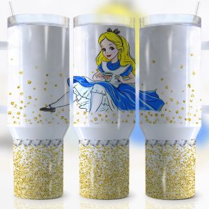 Alice In Wonderland Disney Cartoon Custom Stanley Quencher 40Oz Stainless Steel Tumbler With Handle