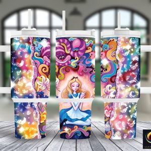 Alice In Wonderland Disney Cartoon Custom Stanley Quencher 40Oz Stainless Steel Tumbler With Handle