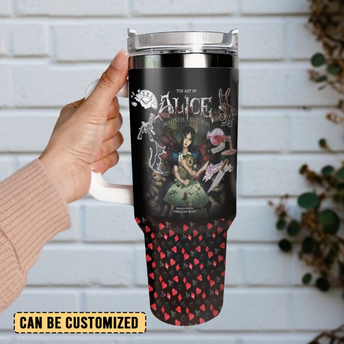 Alice: Madness Returns Games Custom Stanley Quencher 40Oz Stainless Steel Tumbler With Handle - Image 3